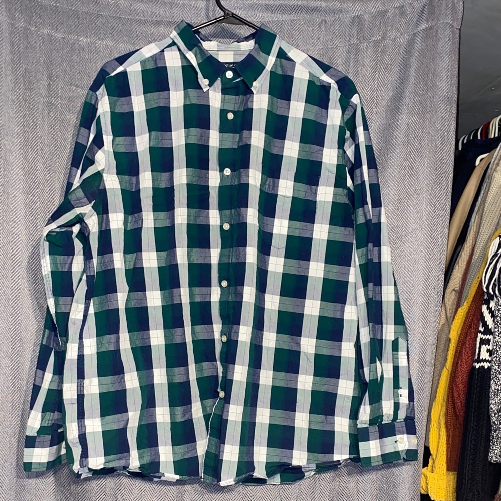 J. Crew Navy and White Checkered Shirt
